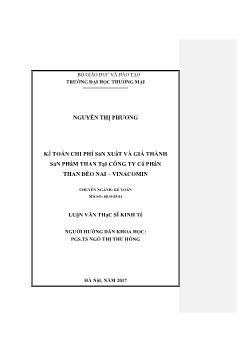 Luận văn Kế toán chi phí sản xuất và giá thành sản phẩm than tại công ty cổ phần than Đèo nai – vinacomin