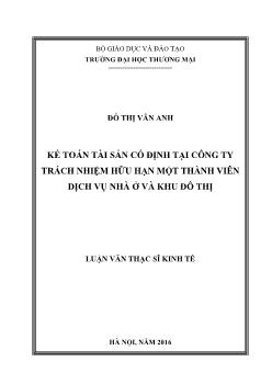 Luận văn Kế toán tài sản cố định tại công ty trách nhiệm hữu hạn một thành viên dịch vụ nhà ở và khu đô thị