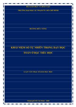 Luận văn Khái niệm số tự nhiên trong dạy học toán ở bậc tiểu học