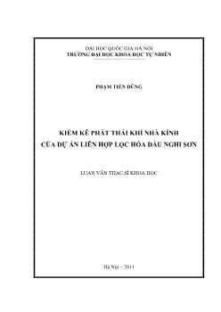 Luận văn Kiểm kê phát thải khí nhà kính của dự án liên hợp lọc hóa dầu Nghi Sơn