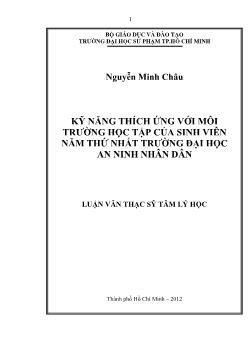 Luận văn Kỹ năng thích ứng với môi trường học tập của sinh viên năm thứ nhất trường đại học an ninh nhân dân