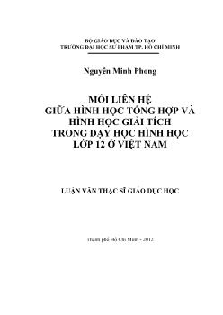 Luận văn Mối liên hệ giữa hình học tổng hợp và hình học giải tích trong dạy học hình học lớp 12 ở Việt Nam