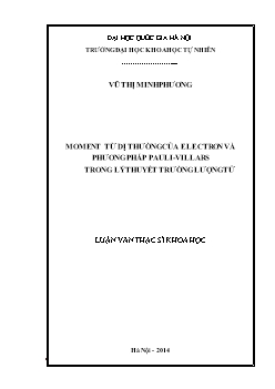 Luận văn Moment từ dị thường của electron và phương pháp pauli - Villars trong lý thuyết trường lượng tử