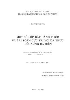 Luận văn Một số bất đẳng thức và bài toán cực trị với đa thức đa xứng ba biến