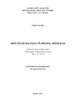 Luận văn Một số lớp bài toán về phương trình hàm