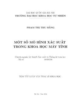 Luận văn Một số mô hình xác suất trong khoa học máy tính