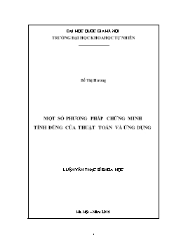 Luận văn Một số phương pháp chứng minh tính đúng của thuật toán và ứng dụng