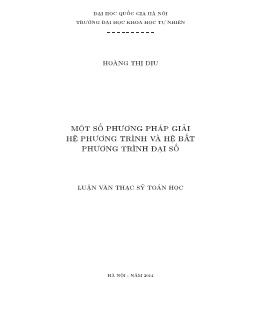 Luận văn Một số phương pháp giải hệ phương trình và hệ bất phương trình đại số