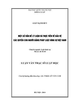 Luận văn Một số vấn đề lý luận và thực tiễn về bảo vệ các quyền con người bằng pháp luật hình sự Việt Nam