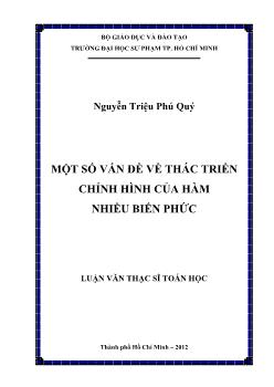 Luận văn Một số vấn đề về thác triển chỉnh hình của hàm nhiều biến phức