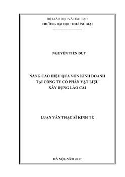 Luận văn Nâng cao hiệu quả vốn kinh doanh tại công ty cổ phần vật liệu xây dựng Lào Cai