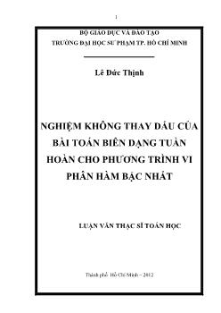 Luận văn Nghiệm không thay dấu của bài toán biên dạng tuần hoàn cho phương trình vi phân hàm bậc nhất