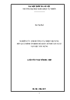 Luận văn Nghiên cứu ảnh hưởng của nhiệt độ nung đến quá trình ổn định hóa rắn bùn đỏ sản xuất vật liệu xây dựng