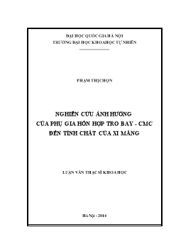 Luận văn Nghiên cứu ảnh hưởng của phụ gia hỗn hợp tro bay - Cmc đến tính chất của xi măng