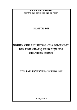 Luận văn Nghiên cứu ảnh hưởng của polianilin đến tính chất quang điện hóa của titan dioxit