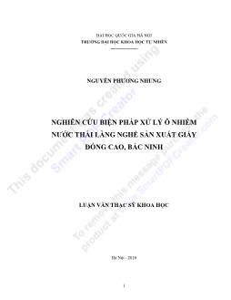 Luận văn Nghiên cứu biện pháp xử lý ô nhiễm nước thải làng nghề sản xuất giấy Đống cao, Bắc Ninh