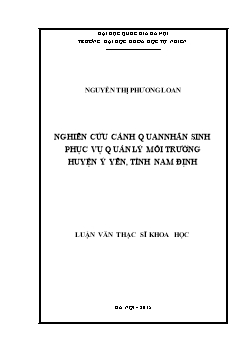 Luận văn Nghiên cứu cảnh quan nhân sinh phục vụ quản lý môi trường huyện Ý yên, tỉnh Nam Định