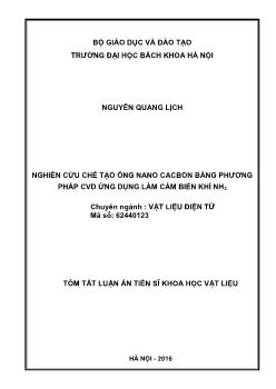 Luận văn Nghiên cứu chế tạo ống nano cacbon bằng phương pháp cvd ứng dụng làm cảm biến khí NH3