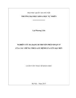 Luận văn Nghiên cứu đa dạng di truyền phân đoạn s7 của các chủng virus gây bệnh lúa lùn sọc đen