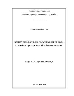 Luận văn Nghiên cứu, đánh giá các chủng virut rota lưu hành tại Việt Nam từ năm 1998 đến nay