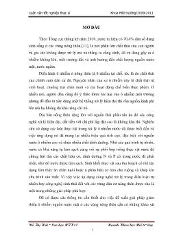 Luận văn Nghiên cứu, đề xuất biện pháp giảm thiểu ô nhiễm nước mặt tại một số khu vực nông thôn tỉnh Bắc Ninh bằng thực vật thủy sinh