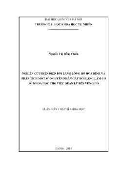Luận văn Nghiên cứu diễn biến bồi lắng lòng hồ hòa bình và phân tích một số nguyên nhân gây bồi lắng làm cơ sở khoa học cho việc quản lý bền vững hồ