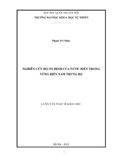 Luận văn Nghiên cứu độ ổn định của nước biển trong vùng biển nam Trung Bộ