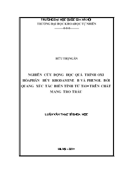 Luận văn Nghiên cứu động học quá trình oxi hóaphân hủy rhodamine b và phenol bởi quang xúc tác biến tính từ tio2 trên chất mang tro trấu