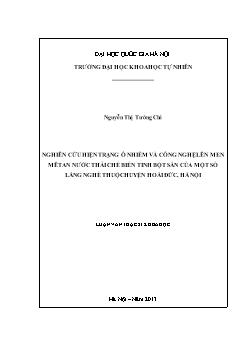 Luận văn Nghiên cứu hiện trạng ô nhiễm và công nghệ lên men mêtan nước thải chế biến tinh bột sắn của một số làng nghề thuộc huyện Hoài đức, Hà Nội