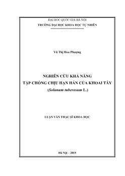 Luận văn Nghiên cứu khả năng tập chống chịu hạn hán của khoai tây (solanum tuberosum l.)