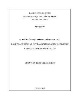 Luận văn Nghiên cứu một số đặc điểm sinh thái loài thạch sùng mí cát bà goniurosaurus catbaensis và đề xuất biện pháp bảo tồn