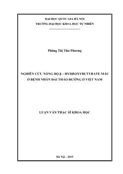 Luận văn Nghiên cứu nồng độ β – hydroxybutyrate máu ở bệnh nhân đái tháo đường ở Việt Nam