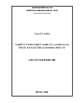 Luận văn Nghiên cứu phát hiện vi khuẩn lao kháng đa thuốc bằng kỹ thuật sinh học phân tử
