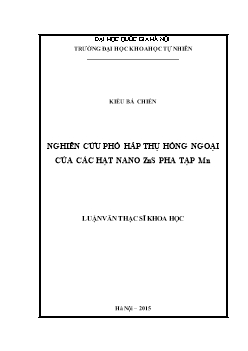 Luận văn Nghiên cứu phổ hấp thụ hồng ngoại của các hạt nano Zns pha tạp Mn