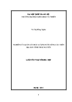 Luận văn Nghiên cứu quản lý chất lượng nước sông cầu trên địa bàn tỉnh Thái Nguyên