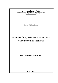 Luận văn Nghiên cứu sự biến đổi mùa khí hậu vùng đông bắc Việt Nam