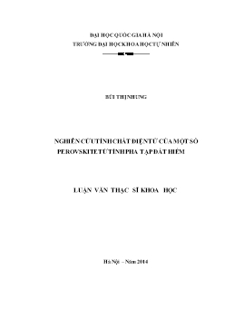 Luận văn Nghiên cứu tính chất điện tử của một số perovskite từ tính pha tạp đất hiếm