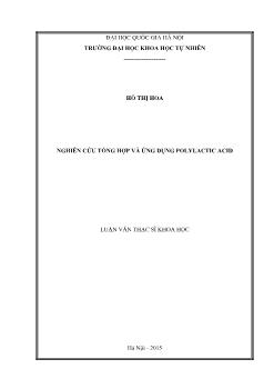 Luận văn Nghiên cứu tổng hợp và ứng dụng polylactic acid