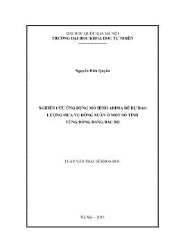 Luận văn Nghiên cứu ứng dụng mô hình arima để dự báo lượng mưa vụ đông xuân ở một số tỉnh vùng đồng bằng bắc bộ