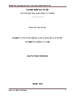 Luận văn Nghiên cứu ứng dụng sắt nano xử lý nước ô nhiễm crôm và chì