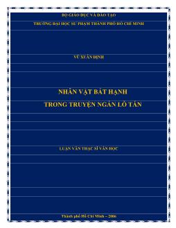 Luận văn Nhân vật bất hạnh trong truyện ngắn Lỗ Tấn