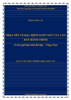 Luận văn Nhận xét về đặc điểm ngôn ngữ của văn bản hành chính