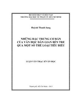 Luận văn Những đặc trưng cơ bản của văn học dân gian bến tre qua một số thể loại tiêu biểu