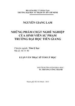 Luận văn Những phẩm chất nghề nghiệp của sinh viên sư phạm trường đại học Tiền Giang