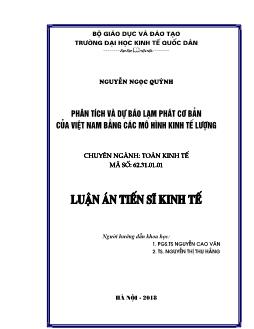 Luận văn Phân tích và dự báo lạm phát cơ bản của Việt Nam bằng các mô hình kinh tế