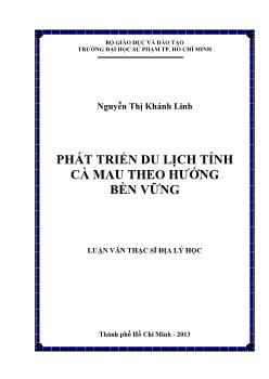 Luận văn Phát triển du lịch tỉnh Cà mau theo hướng bền vững