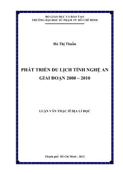 Luận văn Phát triển du lịch tỉnh Nghệ An giai đoạn 2000 – 2010