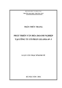 Luận văn Phát triển văn hóa doanh nghiệp tại công ty cổ phẩn Lilama 69 - 3