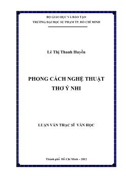 Luận văn Phong cách nghệ thuật thơ ý nhi