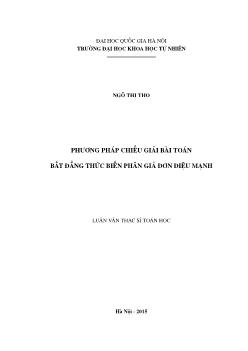 Luận văn Phương pháp chiếu giải bài toán bất đẳng thức biến phân giả đơn điệu mạnh (Chuyên ngành: Toán ứng dụng)